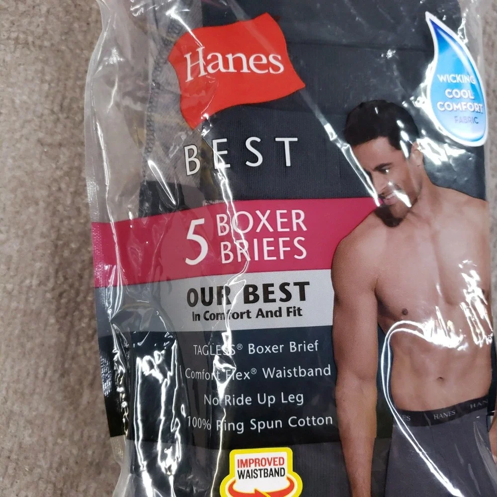 Hanes Boxer Briefs Mens Small 28-30 Gray Black Tagless Cool Comfort‎ Pack of 5